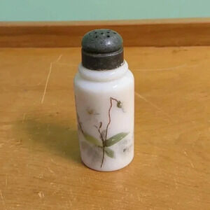 Vintage  Hand painted glass floral shaker
